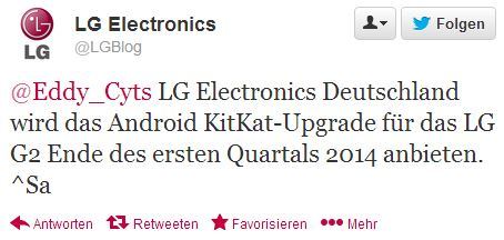 LG G2 обновится до Android 4.4 KitKat в марте