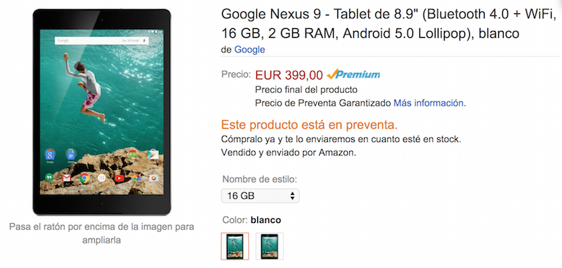 Google Nexus 9 теперь можно купить в предпродажной