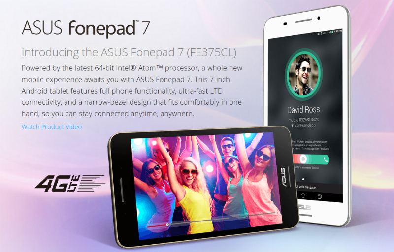 Asus Fonepad 7 с процессором Intel, 2 ГБ оперативной памяти и Lollipop