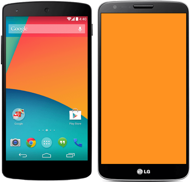 Nexus 5 против LG G2, экран и размеры