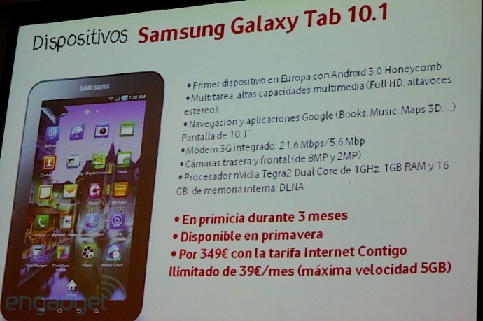 Весной Vodafone будет представлен исключительно Samsung Galaxy Tab 10.1, LG Optimus 2X, SE Xperia Play и Nexus S.